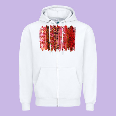 Valentine's Day Brushstrokes Zipper Hoodie Designed By Ranaportraitstore