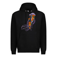 Black light purple jellyfish and floral Premium Hoodie - BarkalooDesign