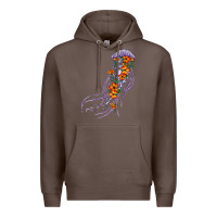 Coffee light purple jellyfish and floral Premium Hoodie - BarkalooDesign
