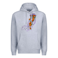 Heather Grey light purple jellyfish and floral Premium Hoodie - BarkalooDesign