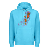 Ocean Blue light purple jellyfish and floral Premium Hoodie - BarkalooDesign