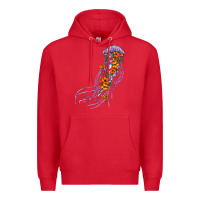 Red light purple jellyfish and floral Premium Hoodie - BarkalooDesign