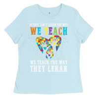 Baby Blue Autism Awareness Teacher Ladies Tee - CowhideDigitalArt