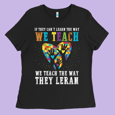 Autism Awareness Teacher Ladies Tee Designed By Cowhidedigitalart