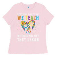Bubblegum Pink Autism Awareness Teacher Ladies Tee - CowhideDigitalArt