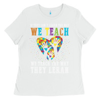 White Autism Awareness Teacher Ladies Tee - CowhideDigitalArt