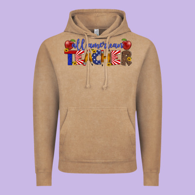 All American Teacher Vintage Hoodie Designed By Artiststas