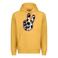 Mustard Black White Dalmatian Peace Sign Premium Hoodie - Jasminsmagicworld