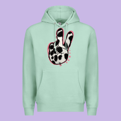 Black White Dalmatian Peace Sign Premium Hoodie Designed By Jasminsmagicworld