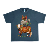 Midnight Navy Christmas cow sheep and chicken Urban Heavy Tee - LillyAllenDesigns