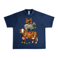 Navy Christmas cow sheep and chicken Urban Heavy Tee - LillyAllenDesigns