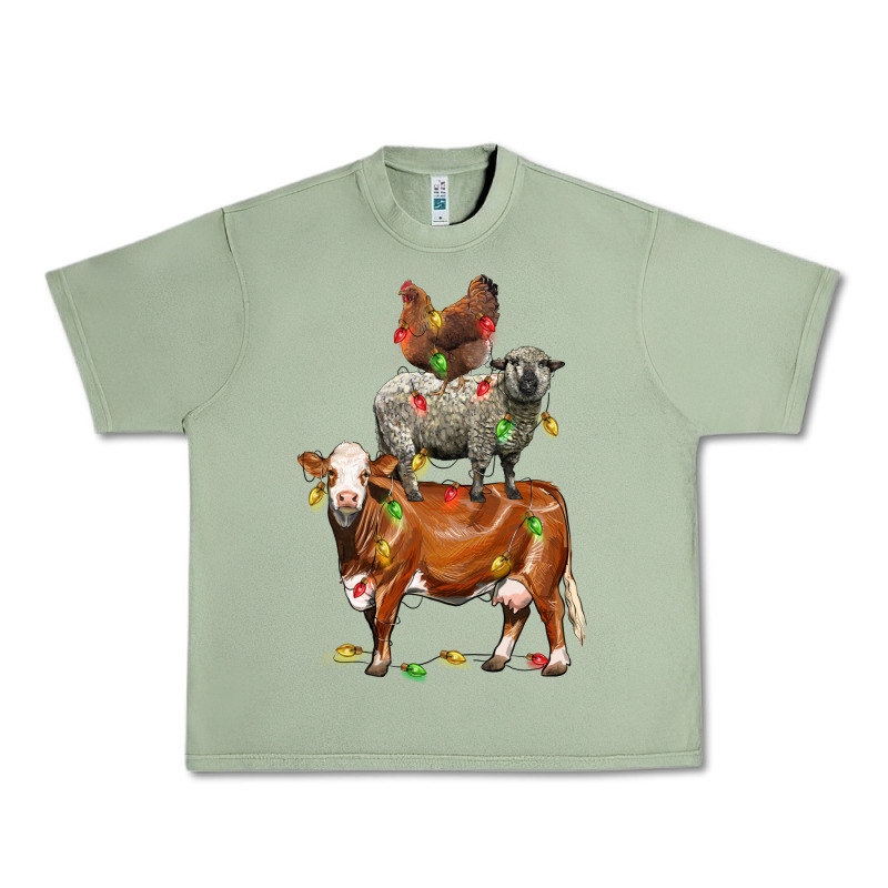 Christmas Cow Sheep And Chicken Urban Heavy Tee by LillyAllenDesigns | Teevron