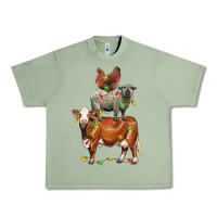 Oil Green Christmas cow sheep and chicken Urban Heavy Tee - LillyAllenDesigns
