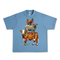 Pebble Blue Christmas cow sheep and chicken Urban Heavy Tee - LillyAllenDesigns
