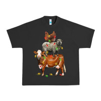 Pigment Black Christmas cow sheep and chicken Urban Heavy Tee - LillyAllenDesigns