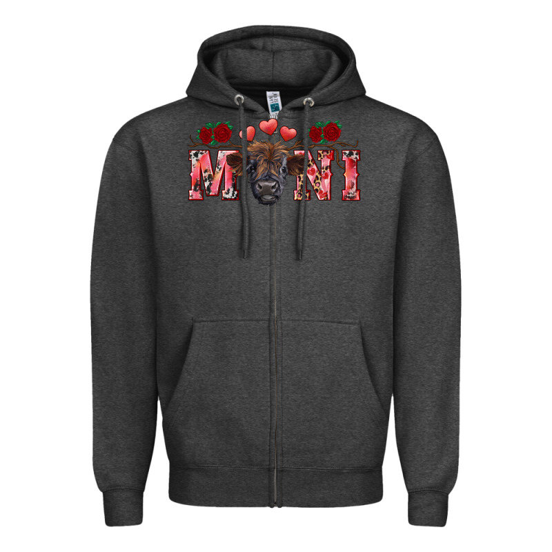 Valentine's Day Mini Black Highland Calf Zipper Hoodie by RanaPortraitStore | Teevron