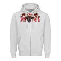 Dove Grey Valentine's day mini black highland calf Zipper Hoodie - RanaPortraitStore