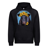 Black Black Angus with Sunflower Urban Hoodie - Jasminsmagicworld