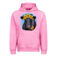 Fuchsia Pink Black Angus with Sunflower Urban Hoodie - Jasminsmagicworld