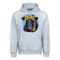 Heather Grey Black Angus with Sunflower Urban Hoodie - Jasminsmagicworld