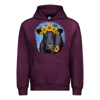 Mauve Wine Black Angus with Sunflower Urban Hoodie - Jasminsmagicworld
