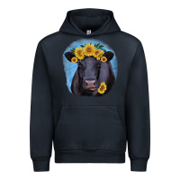Navy Black Angus with Sunflower Urban Hoodie - Jasminsmagicworld