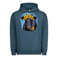 Pigment Midnight Navy Black Angus with Sunflower Urban Hoodie - Jasminsmagicworld