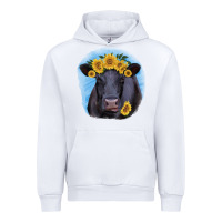 White Black Angus with Sunflower Urban Hoodie - Jasminsmagicworld