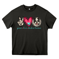 Asphalt Peace Love Boston Terrier Heavy Core Tee - Jasminsmagicworld