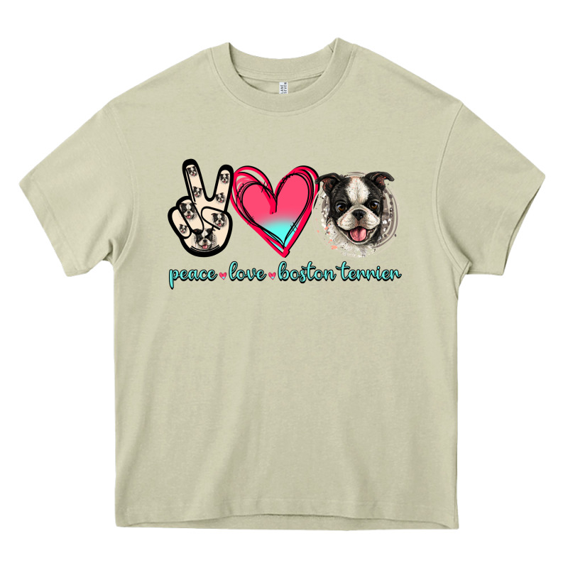 Peace Love Boston Terrier Heavy Core Tee by Jasminsmagicworld | Teevron