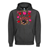 Charcoal Heather valentine's german shepherd Zipper Hoodie - RanaPortraitStore