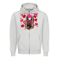 Dove Grey valentine's german shepherd Zipper Hoodie - RanaPortraitStore