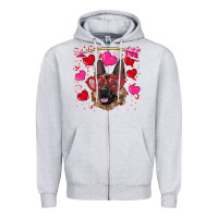 Heather Grey valentine's german shepherd Zipper Hoodie - RanaPortraitStore