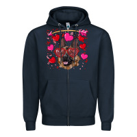 Navy valentine's german shepherd Zipper Hoodie - RanaPortraitStore
