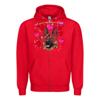 Red valentine's german shepherd Zipper Hoodie - RanaPortraitStore
