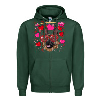 Sports Green valentine's german shepherd Zipper Hoodie - RanaPortraitStore