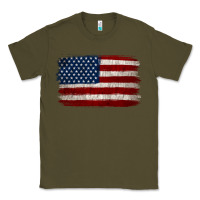 Army Green Distressed American Flag Classic Tee - Jasminsmagicworld