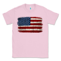 Bubblegum Pink Distressed American Flag Classic Tee - Jasminsmagicworld