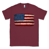 Burgundy Distressed American Flag Classic Tee - Jasminsmagicworld