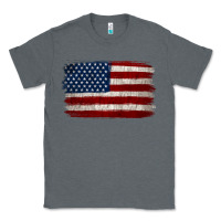 Charcoal Heather Distressed American Flag Classic Tee - Jasminsmagicworld