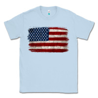 Dusty Blue Distressed American Flag Classic Tee - Jasminsmagicworld