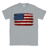 Heather Grey Distressed American Flag Classic Tee - Jasminsmagicworld