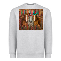 Heather Grey western horses with bandanas Heavyweight Sweatshirt - RanaPortraitStore