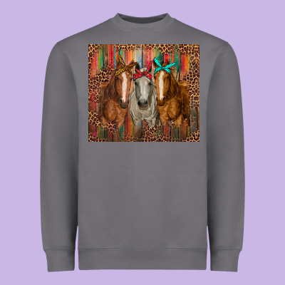 Western Horses With Bandanas Heavyweight Sweatshirt Designed By Ranaportraitstore