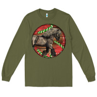 Army Green Belgian Horse Christmas Long Sleeve Tee - LillyAllenDesigns