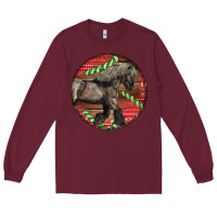 Burgundy Belgian Horse Christmas Long Sleeve Tee - LillyAllenDesigns