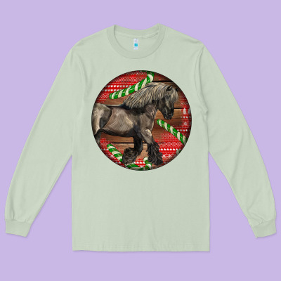 Belgian Horse Christmas Long Sleeve Tee Designed By Lillyallendesigns