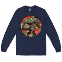 Navy Belgian Horse Christmas Long Sleeve Tee - LillyAllenDesigns