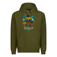 Army Green nona life messy bun Premium Hoodie - BarkalooDesign