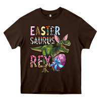 Chocolate Brown Easter Saurus Rex Heavy Core Tee - OliviaCreatesArt